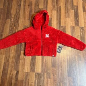 Nebraska Cornhuskers Colosseum Sherpa Zip Up Hooded Jacket Girls Youth (M 7-8)